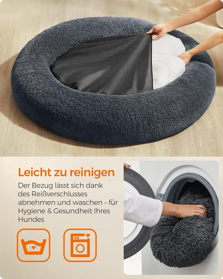 Feandrea Hundebett flauschig, Katzenbett, Donut Kissen, waschbar, Polsterung in der Mitte herausnehm