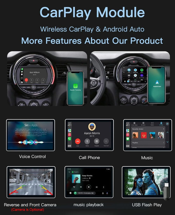 Android Autoradio Wireless CarPlay Android Auto Radio mit Bildschirm, Bluetooth, GPS Navi, WiFi, AM/