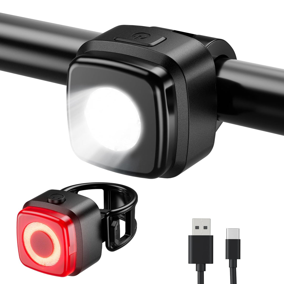 Fahrradlicht Set,IPX5 Wasserdicht Frontfahrrad Lampe Rücklicht Fahrrad licht,USB Typ-C Wiederaufladb