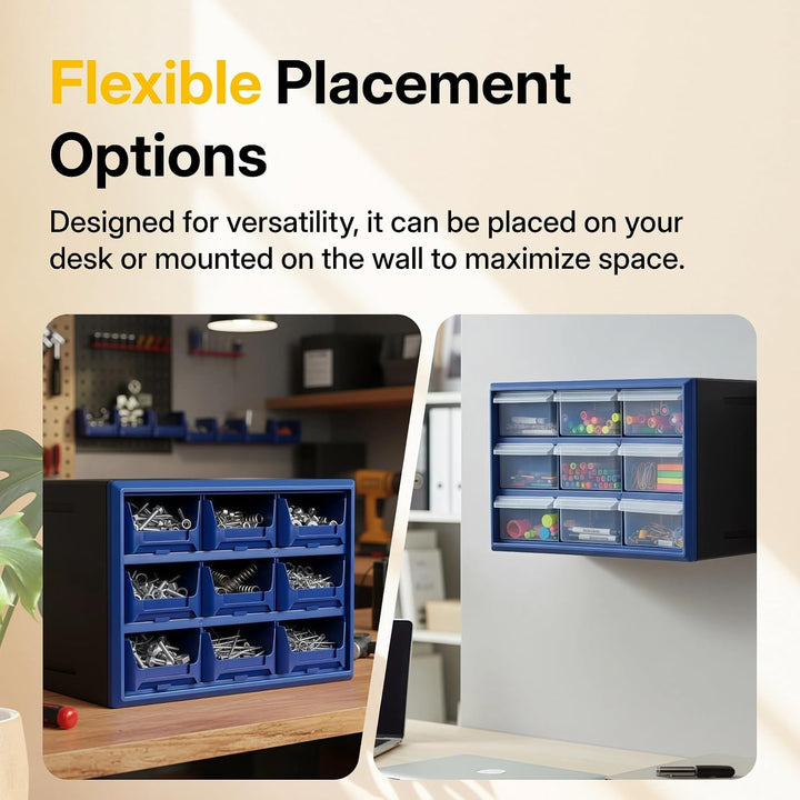 Kleinteilemagazin-Aufbewahrungsschrank mit 9 Schubladen, stapelbarer Hardware-Organizer mit durchsic