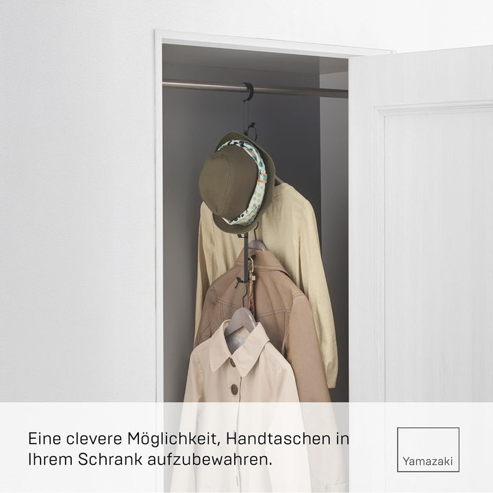 Yamazaki 7648 SMART Hängender Kleiderschrank-Organizer, schwarz, Stahl, Minimalistisches Design, 6 x