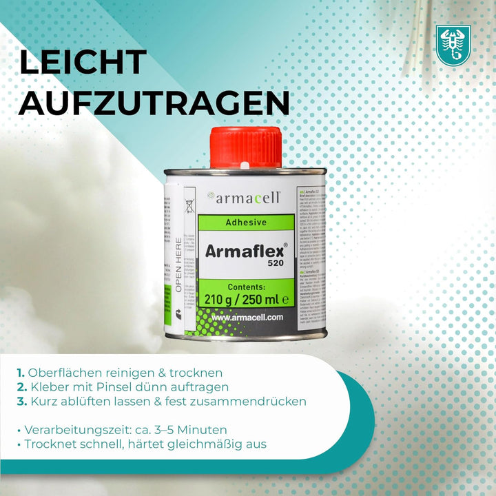 Armaflex Armacell Kleber 520 für Kautschuk-Platten und Schläuche 0,25 Liter Pinseldose + Scorprotect