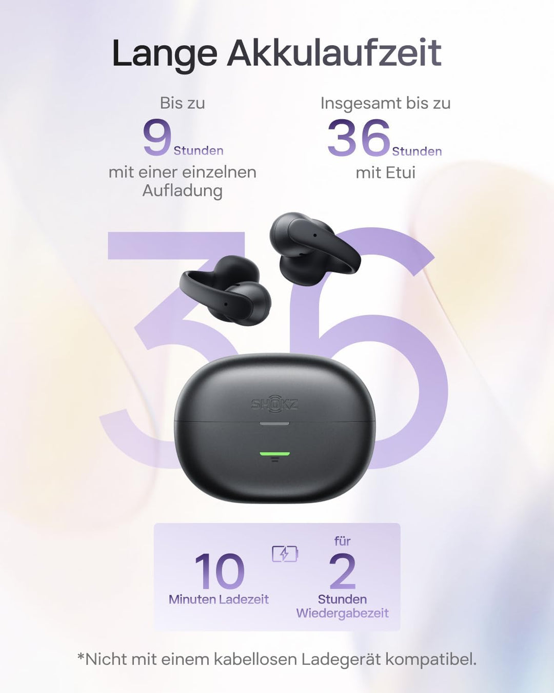 SHOKZ OpenDots Air Open-Ear-Kopfhörer mit Clip-on, ultraleichten 6,3 g, sicherer Passform, Deep Bass