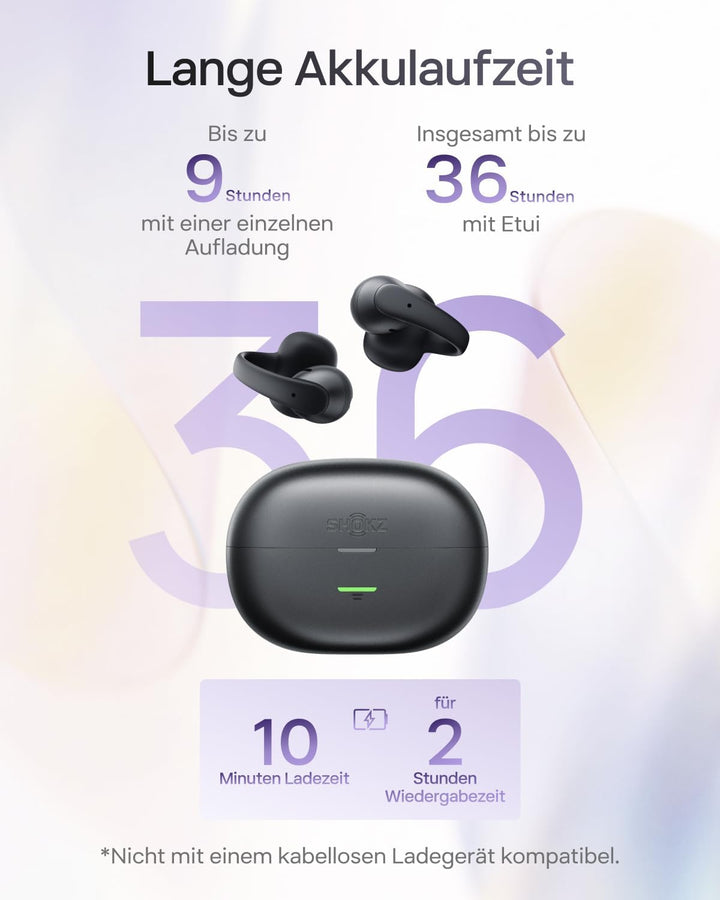 SHOKZ OpenDots Air Open-Ear-Kopfhörer mit Clip-on, ultraleichten 6,3 g, sicherer Passform, Deep Bass