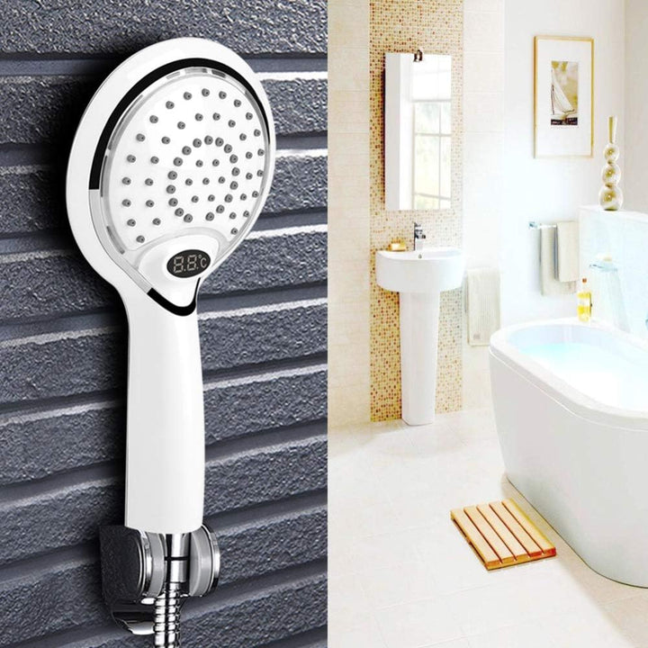 3 Farbe LED Handheld Dusche Spray Kopf mit Digitale Temperaturanzeige, Wasser Flow Powered ABS Chrom