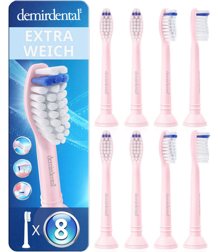 8er demirdental Ersatzbürsten passend für Philips Sonicare, Extra Soft Aufsätze & Aufsteckbürsten, e
