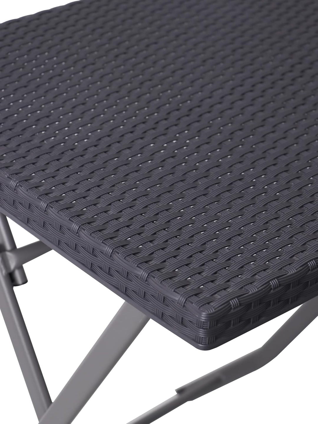 aro Outdoor Klapptisch, Stahl und Polypropylen, Rattan Optik, Grau, 58 x 58 x 76 cm, Wetterfest, für