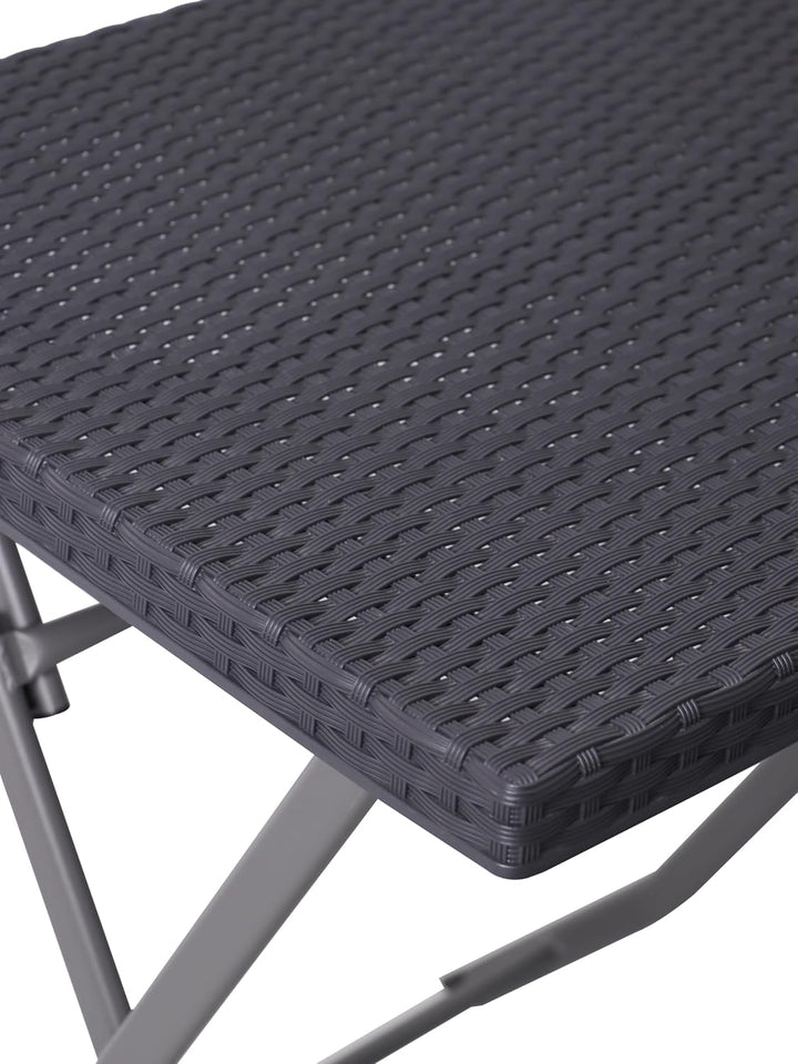 aro Outdoor Klapptisch, Stahl und Polypropylen, Rattan Optik, Grau, 58 x 58 x 76 cm, Wetterfest, für