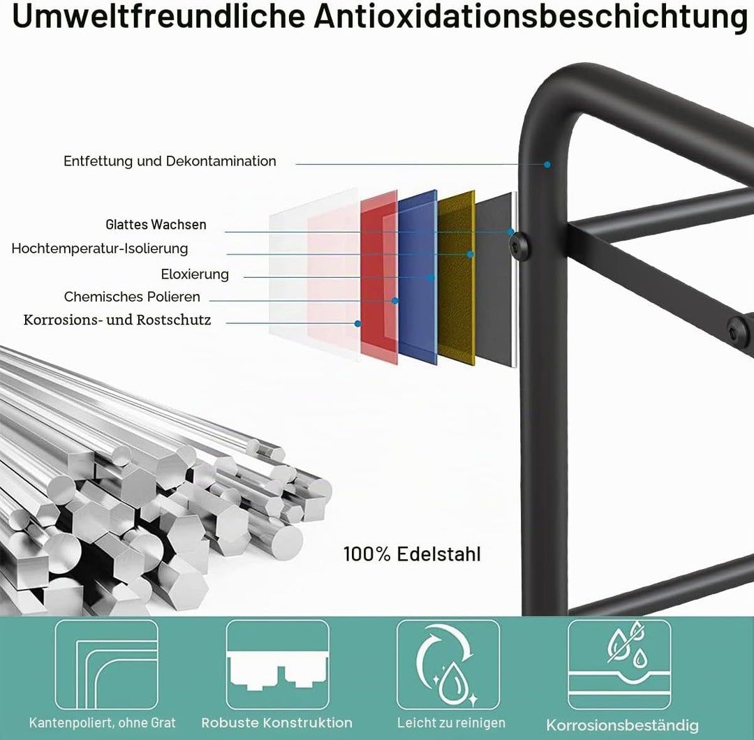 FANHAO Schuhregal, Schuhregale 2 Ebenen Edelstahl, Schuh-Organizer für bis zu 9-12 Paar Schuhe, Schu