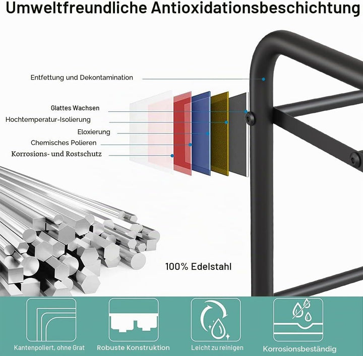 FANHAO Schuhregal, Schuhregale 2 Ebenen Edelstahl, Schuh-Organizer für bis zu 9-12 Paar Schuhe, Schu