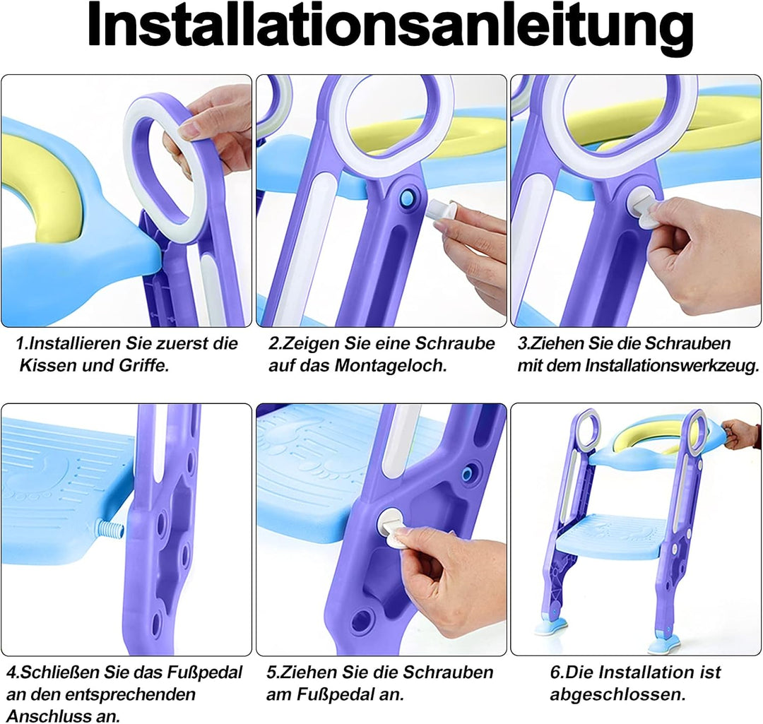 YRHome Toilettentrainer Toilettensitz Kinder mit Treppe Faltbar Töpfchentrainer Höhenverstellbar WC
