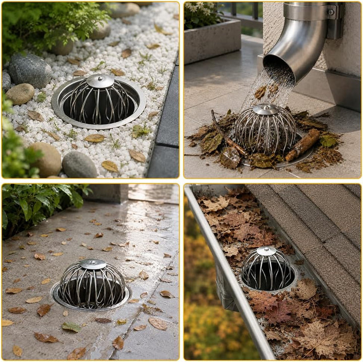 4 Stück Dachrinnen Laubschutz Edelstahl, Regenrinnen Laubschutz 90-100mm | Dachrinnen Sieb, Fallrohr