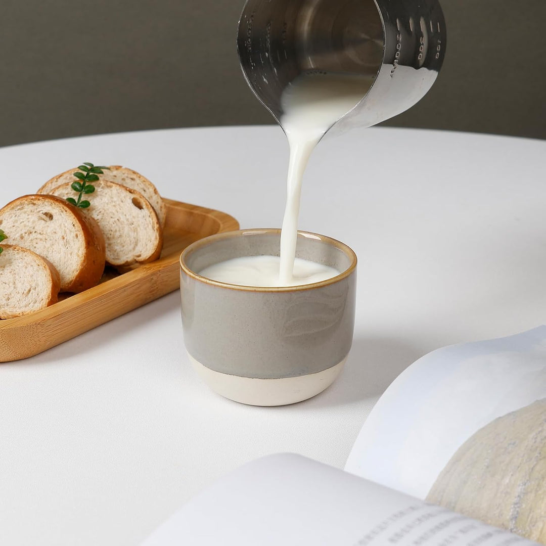 NOVAJOY | Espressotassen Set | 4-teilig | 140 ml | Mini-Espressotasse - Handgefertigt dickwandigem |