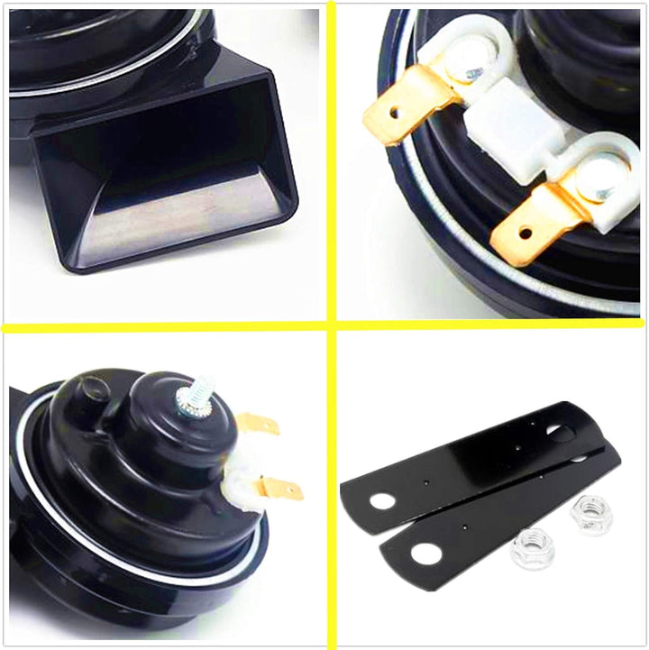 Autohupe Car Horn Autoschneckenhörner 130DB LKW-Hupe Lufthorn Doppeltonlautsprecher Schwarzes elektr