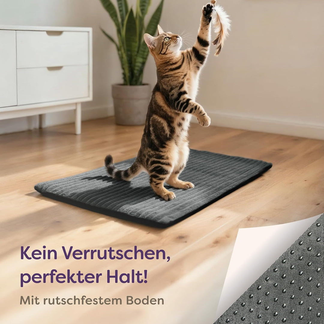Selbstheizende Wärmedecke Katze 60x45 cm – Weich & Geräuschdämpfend – Waschbarer Bezug – mit Rutschf