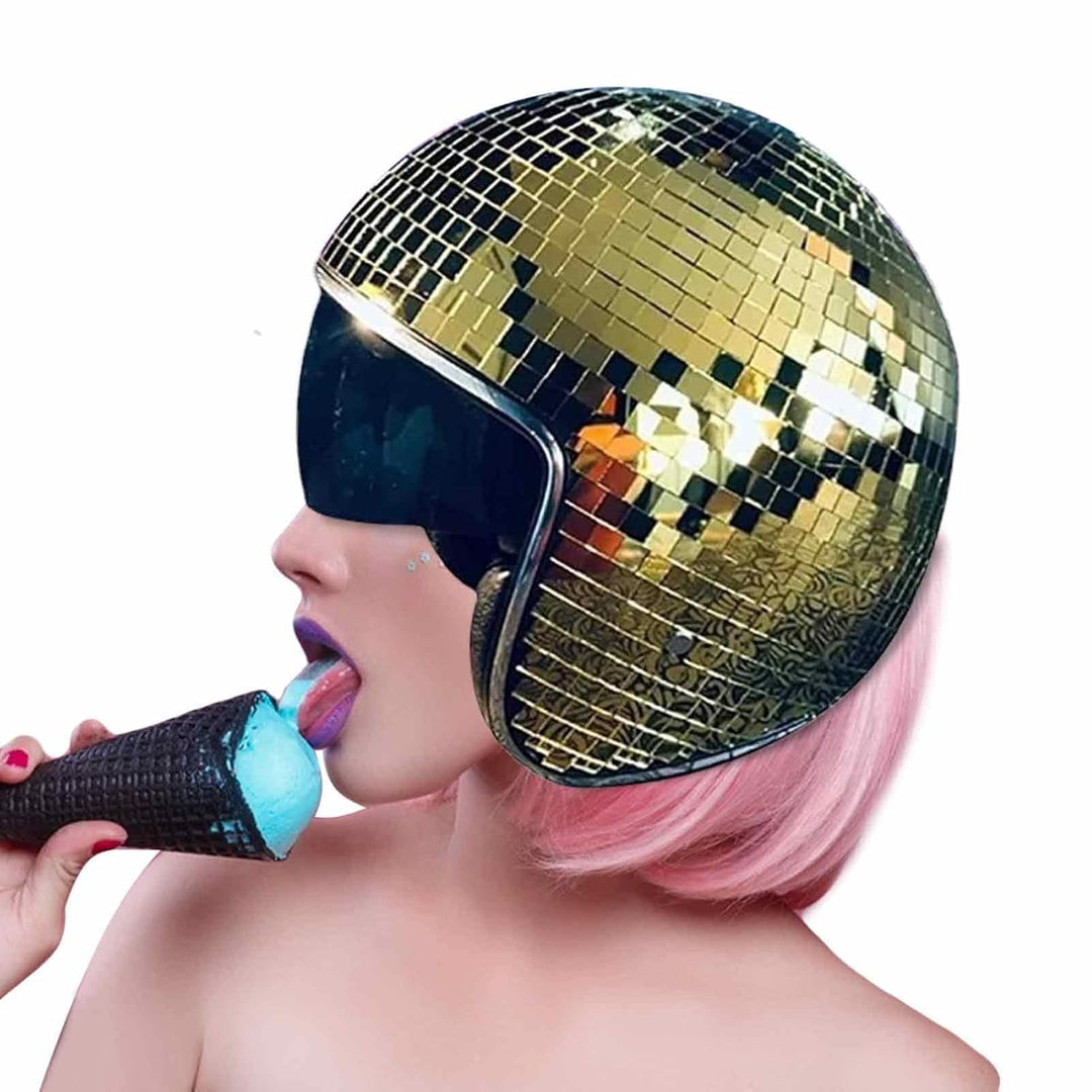 Discokugel-Hüte Disco-Helm, Klassische Disco-Kappe Mit Einziehbarem Sonnenschutz - DiscoKugel Spiege