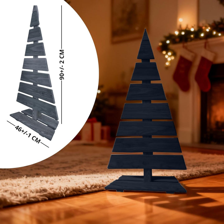 Floranica Weihnachtsdeko Weihnachtsbaum Lärchenholz Höhe 92 cm Fussbreite 45 cm Anthrazit Holzweihna