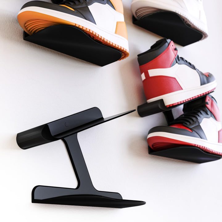 Mobilefox Sneaker Wandhalterung Schuh Regal Schwebend Wandhalter Schuhablage Display Schwarz 2 Stück