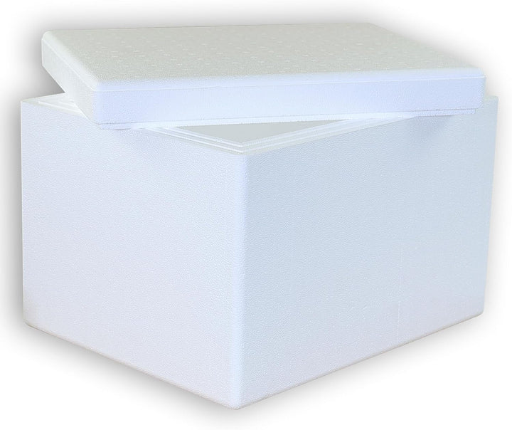 2 Thermoboxen Styropor 19,7 Liter mit Deckel - Kühlbox Styropor - Wiederverwendbarer Isolierbehälter