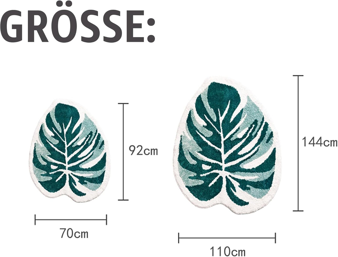 THRILRUG 110×144cm Badezimmerteppich Grün gross,badvorleger Monstera Blattfläche getuftete Teppiche,