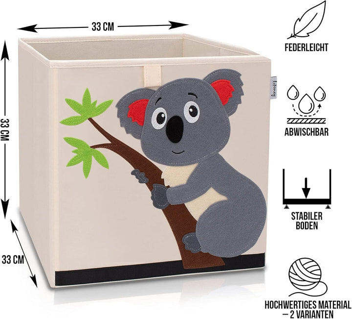LIFENEY Aufbewahrungsbox im 2er Set Koala I Doppelpack Spielzeugbox mit Tiermotiv passend für Würfel