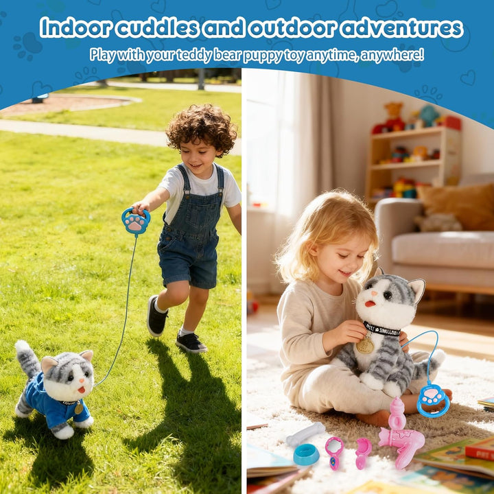 GuKKK Nteraktives Haustier Katze, Spielzeug Katze für Kinder, Katzen Ahre Kuscheltier Spielzeug, mit