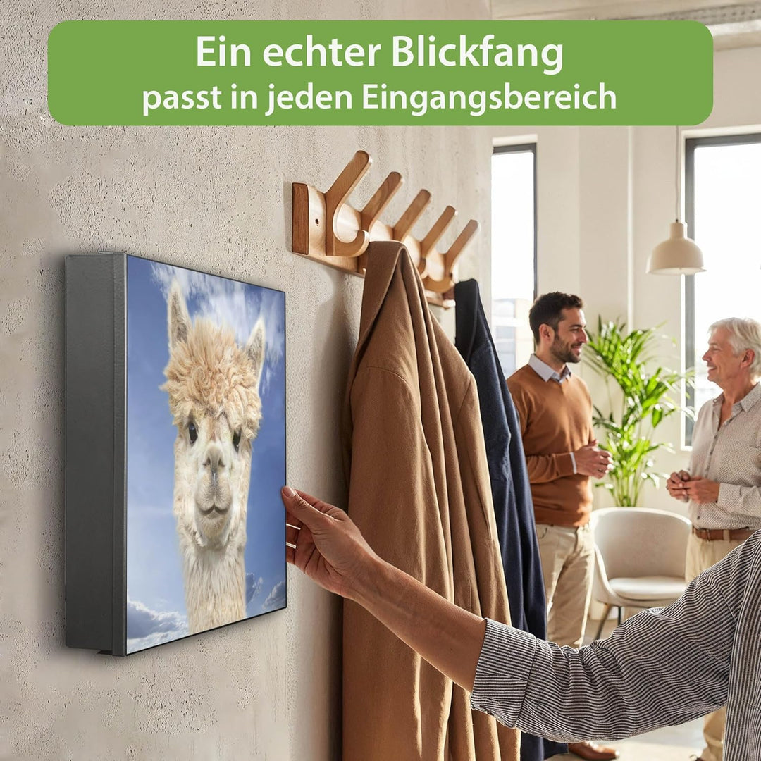 banjado Grosser Schlüsselkasten Metall - Schlüsselbox 30x30cm mit 32 Haken - Schlüsselkasten modern