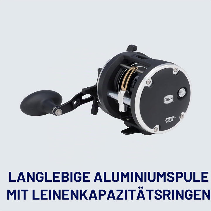 PENN Rival Level Wind Multirolle für Boote und Kajaks – Hochleistungs-Salzwasserrolle für Dorsch, Ba