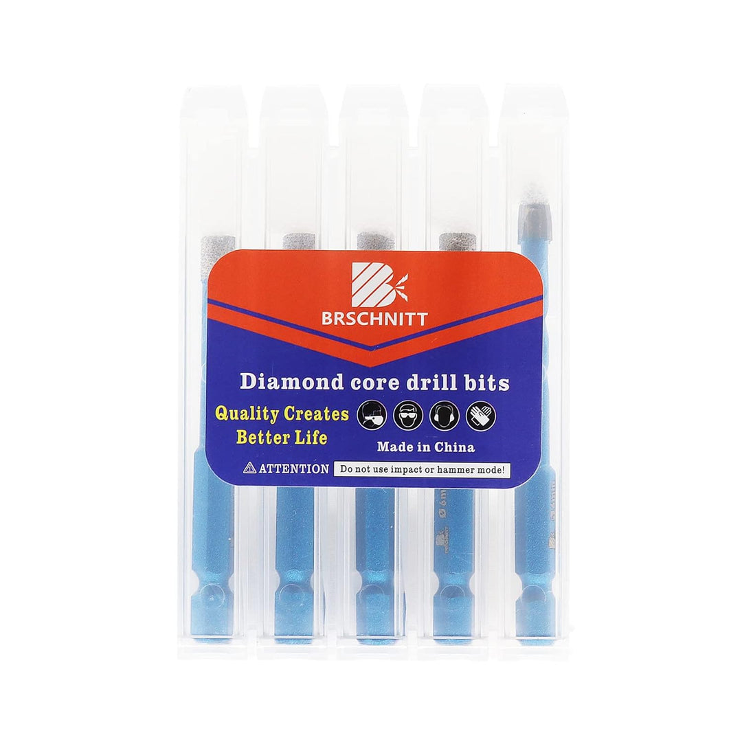 Diamantbohrer Fliesenbohrer Set 6/8/10mm - BRSCHNITT 5 Stück Sechskant-Schaft fliesenbohrer set- Loc