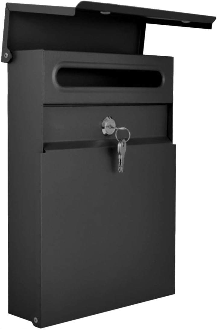 Designer Briefkasten Wandbriefkasten Postkasten ohne Zeitungsfach Schwarz Matt RAL 9017 Mini 30x23 c