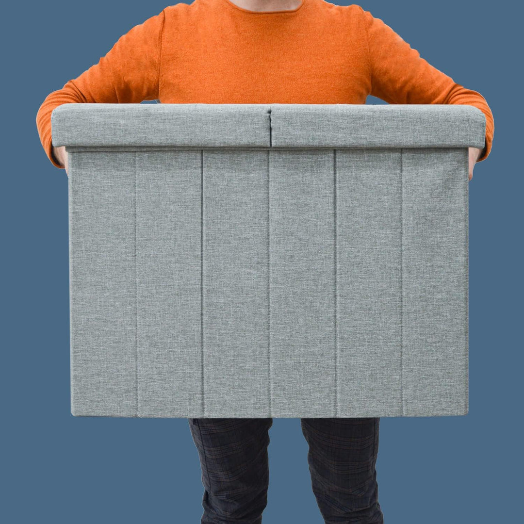 DuneDesign 85 Liter Wäschekorb mit Deckel & Wäschesack - 62x31 Wäschekorb mit Sitzfunktion - Faltbar