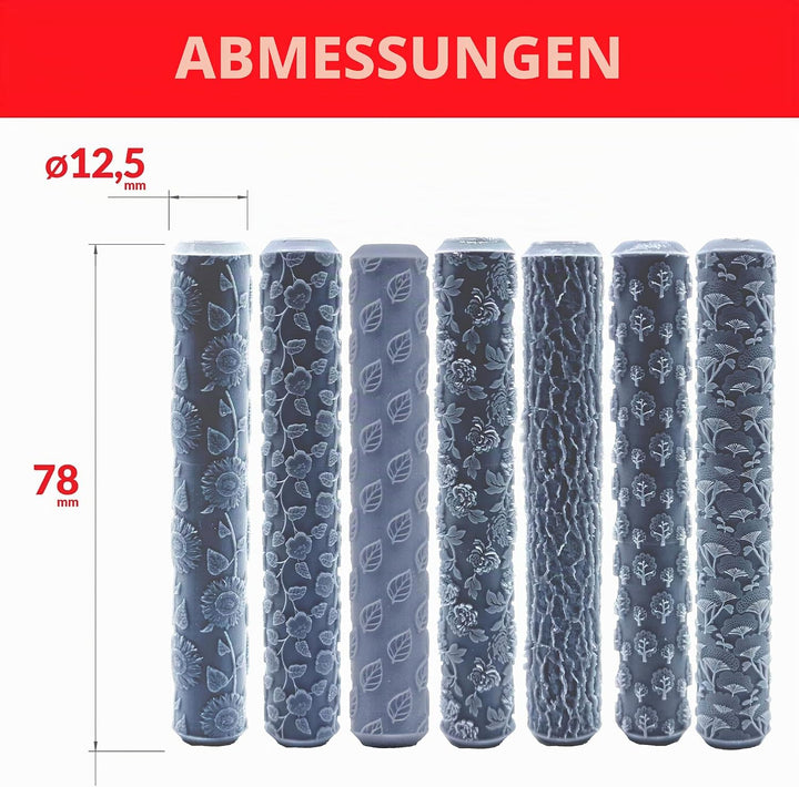 7 Rollen mit Polymer-Textur, Modellierwerkzeuge für Keramik, DIY, dekorative Muster für Kunsthandwer
