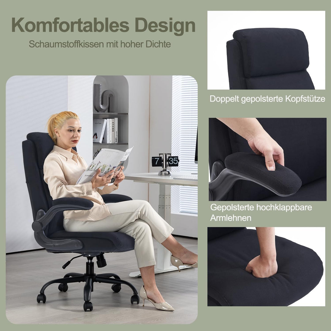CASTLOVE Ergonomischer Bürostuhl - Schreibtischstuhl mit Rückenlehne - Hochklappbare Armlehne - Hohe