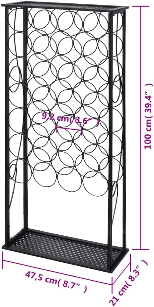 vidaXL Flaschenregal Flaschenständer Weinschrank Weinregal 28 Flaschen Metall 47.5 x 21 x 100 cm, 47