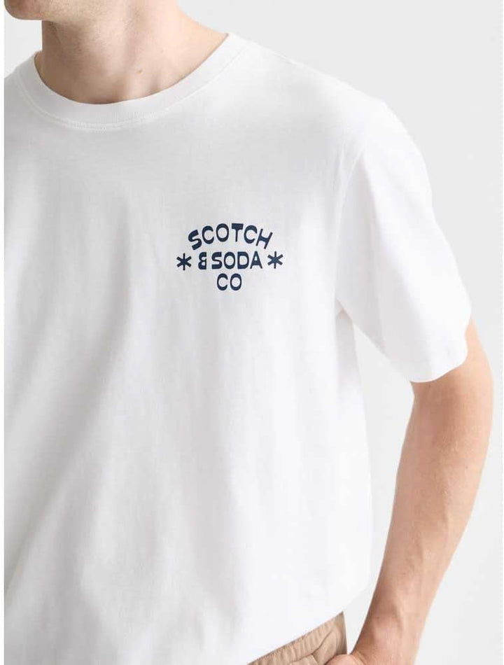 Scotch & Soda Herren Front Left Chest Artwork T-Shirt M Bright White 101, M Bright White 101