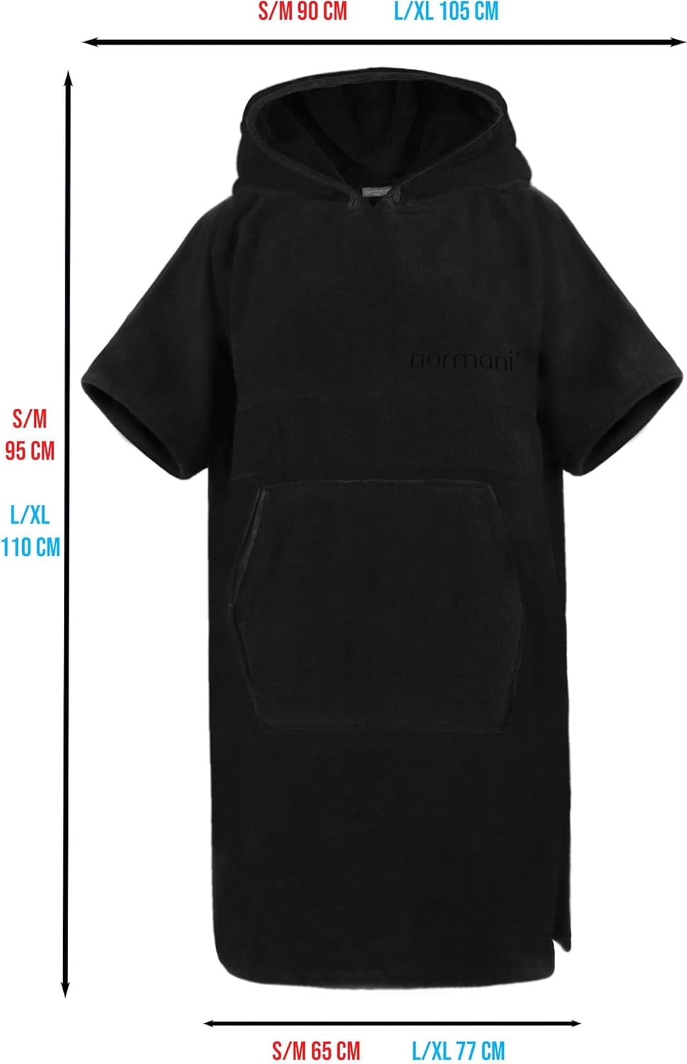 normani Baumwoll Surfer Poncho - Strandponcho - Handtuch-Poncho - Unisex Strand Umziehhilfe - geschl