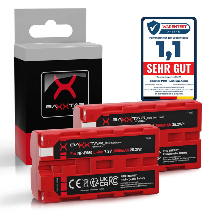BAXXTAR PRO 2X Akku NP-F550 NP-F570 echte 3100mAh - LG Cells Inside - (Blackmagic NP-F570) NP-F550 x