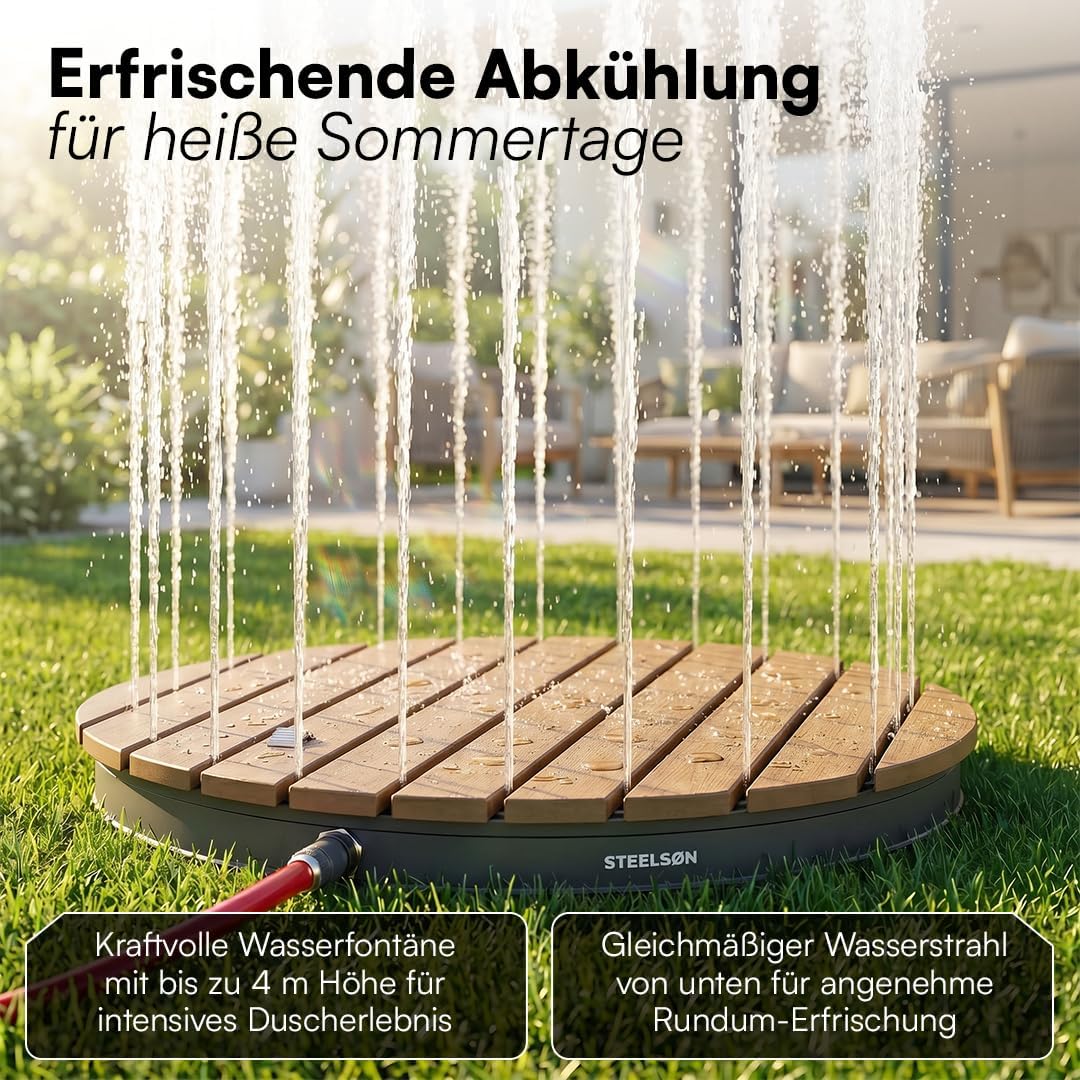 STEELSØN Samaya Bodendusche rund – Aussendusche Braun/Grau – Fontänenhöhe bis zu 4m mit Fussrad eins