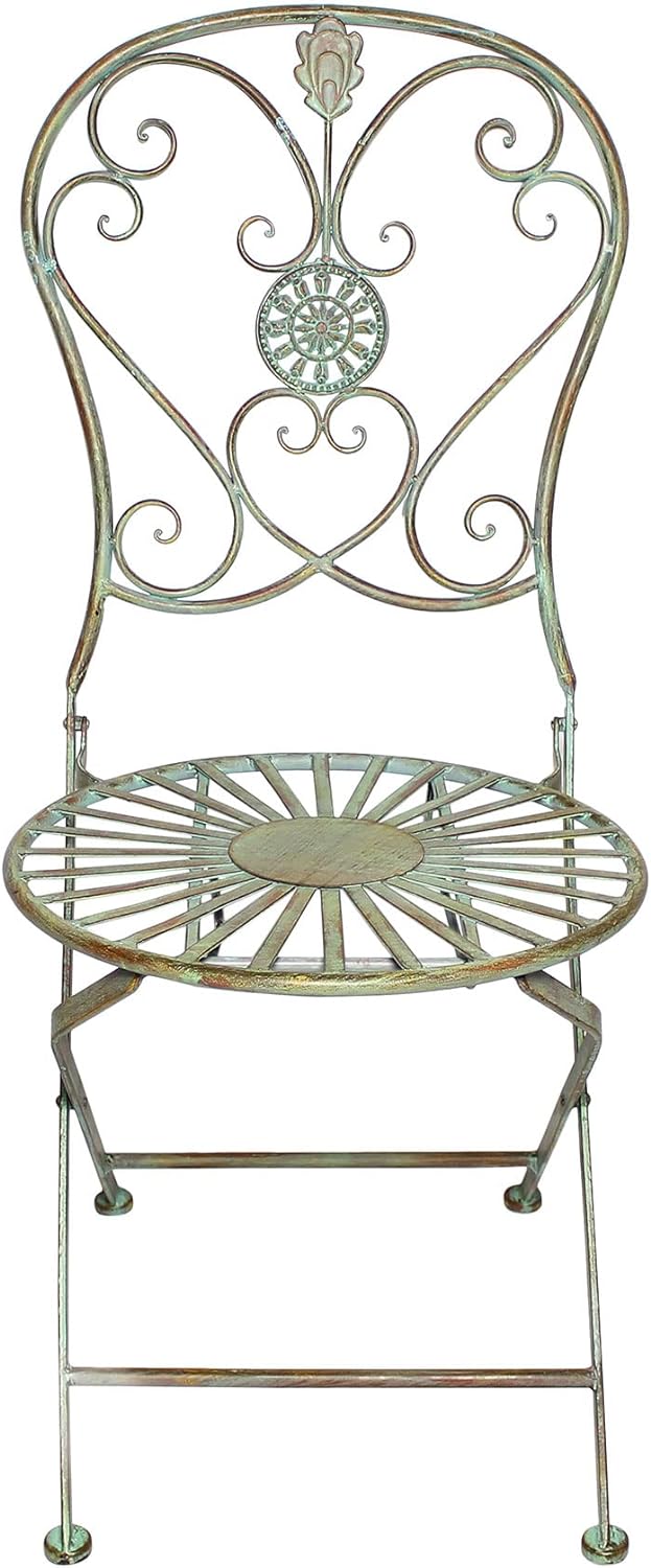 levandeo Gartenstuhl H93cm Metall Rustikal Grün Antik Klappstuhl Garten-Deko Rost Stuhl Terassenstuh