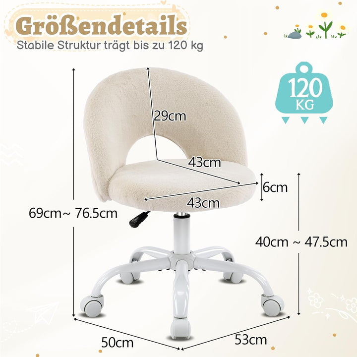 Bonnlo Homeoffice Stuhl, Schreibtischstuhl, Schminktisch Stuhl, Bürostuhl ohne Armlehnen, Drehstuhl