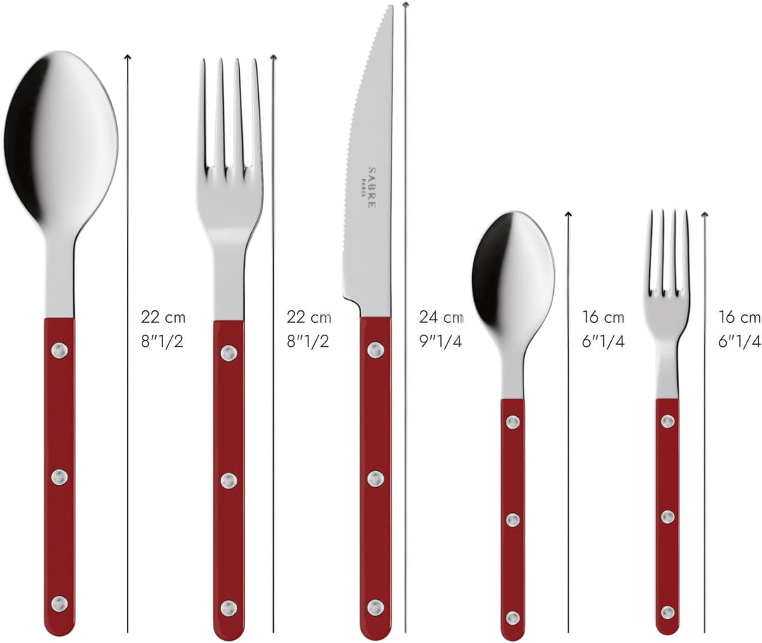 SABRE PARIS - Tafelbesteck, 5-teilig - Bistrot - Messer, Gabel, Esslöffel, Teelöffel & Kuchengabel -