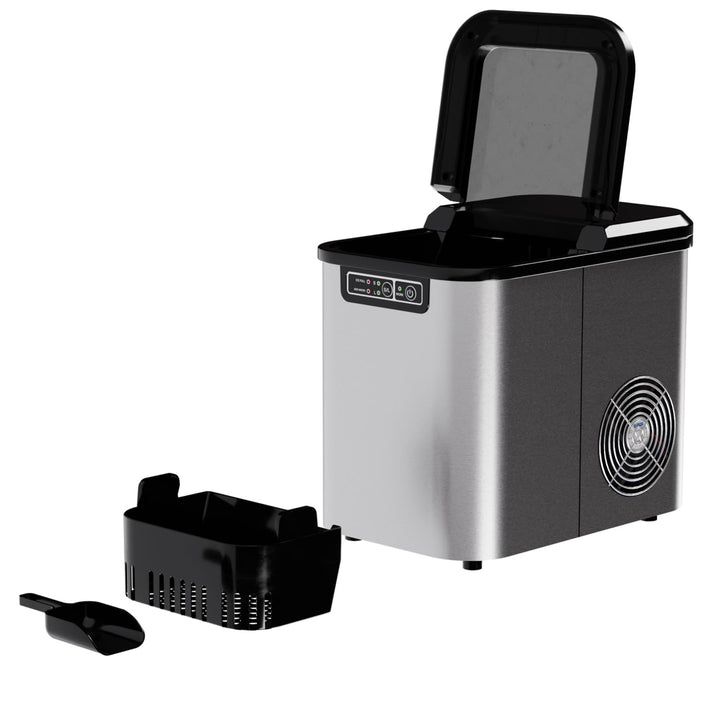 TroniTechnik® Eiswürfelmaschine Eiswürfelbereiter aus Edelstahl, Ice Maker, 12kg/24h, 2,2 Liter Wass