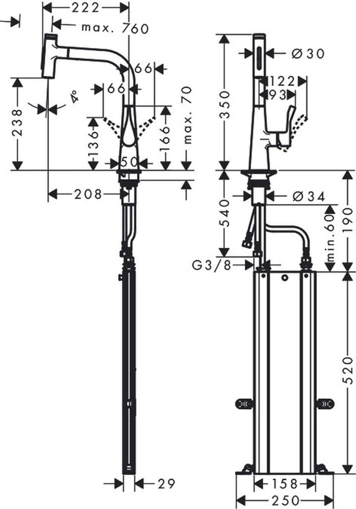 hansgrohe Wasserhahn Metris Select M71 (Wasserhahn Küche mit Schlauchbox, 150° schwenkbar, ausziehba
