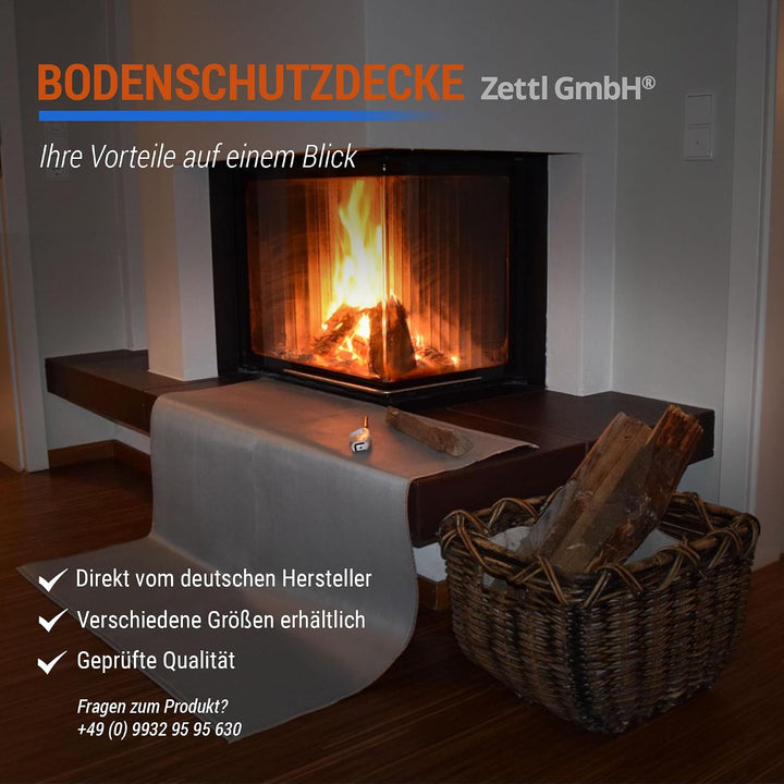 Zettl Bodenschutzdecke bis 550 °C, geeignet als feuerfeste Unterlage für Kamin, Grilldecke oder Gril