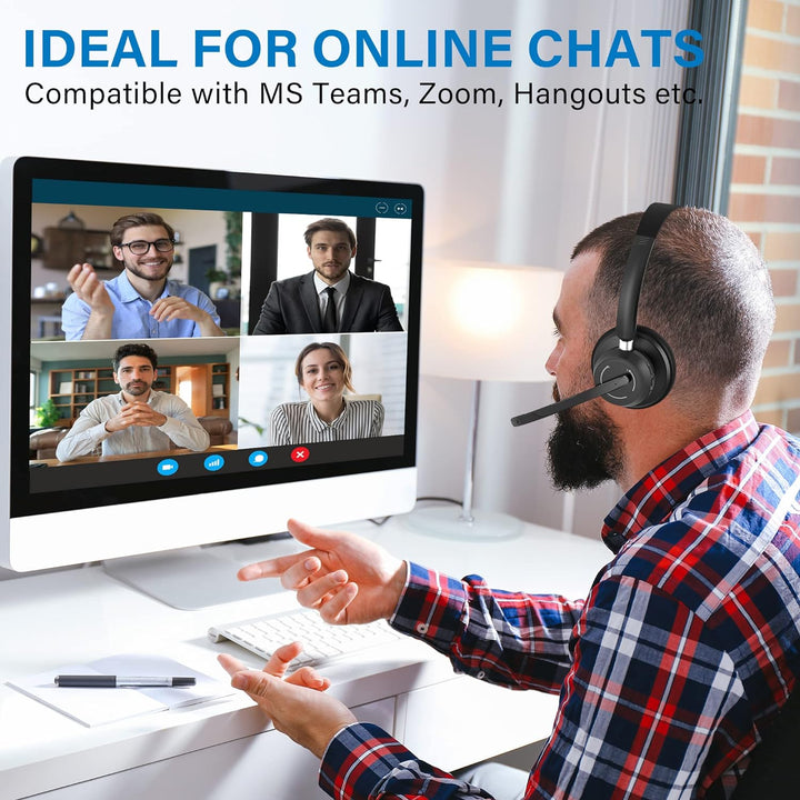 SUNITEC Bluetooth Headset mit Mikrofon: Noise Cancelling - USB Bluetooth Adapter - 45H Stunden Sprec