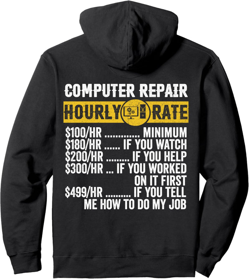 Vintage Computer Repair Apparel Tech Stundensatz Herren Pullover Hoodie