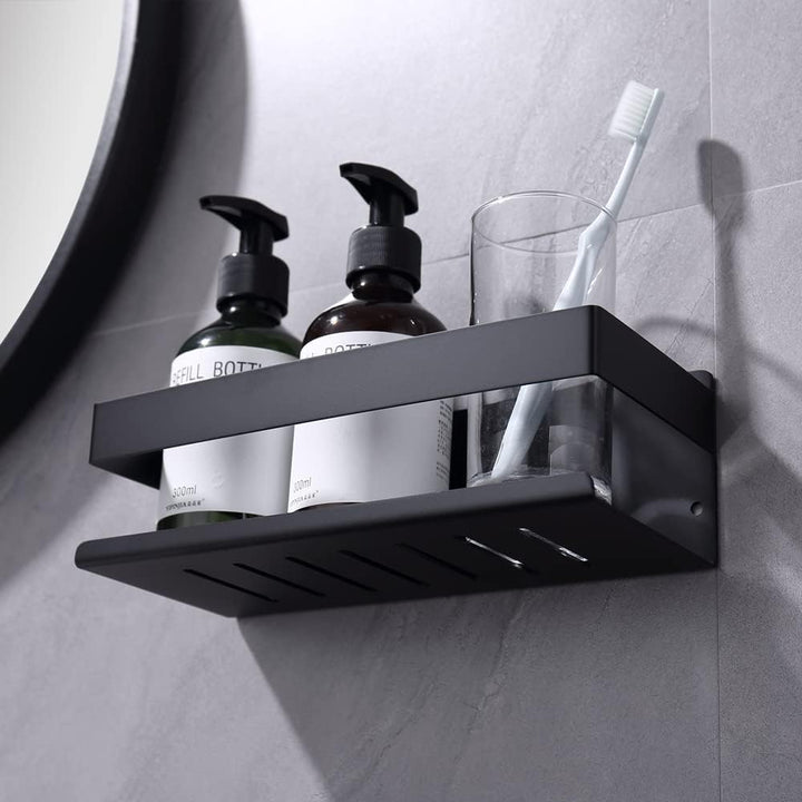 Duschablage Ohne Bohren Mattschwarz, Duschregal Wandmontage Badregal Duschkorb Edelstahl SUS304 Bade