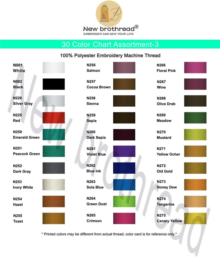 New brothread 32 Spulen Polyester Maschinen Stickgarn 1000M Jeder Spule - Farben ähnlich wie Janome