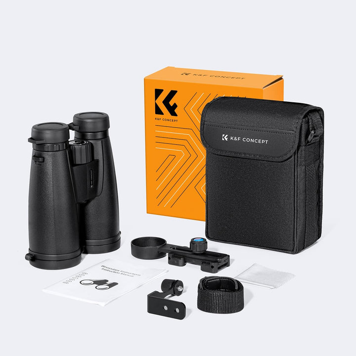K&F Concept Fernglas Erwachsene 12 * 50 HD Ferngläser Schwarz BAK4 mit Handyhalterung und Stativumba