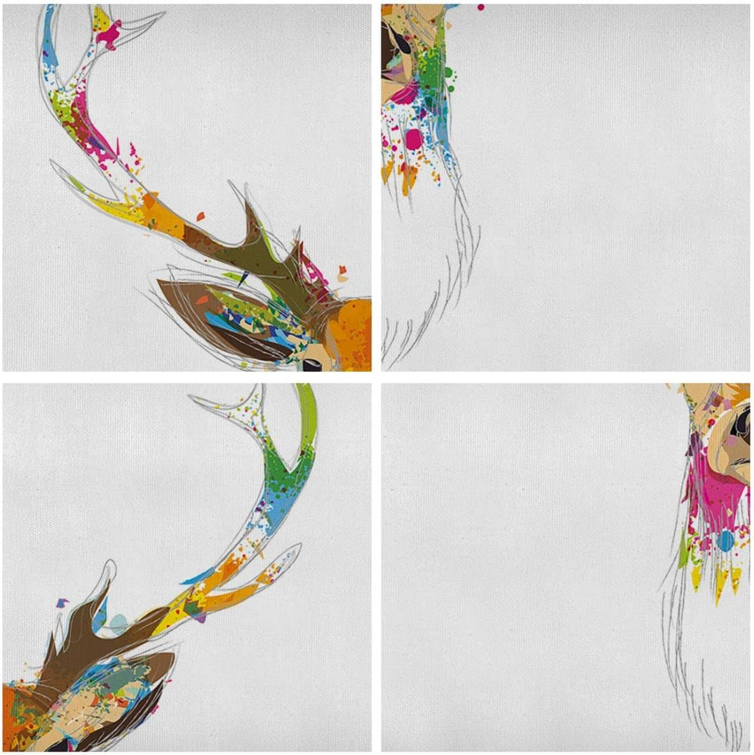 Bilder auf Leinwand 100x70cm Leinwandbild Deer fantasie Graffiti Grafik Gross Wanddeko Bild Schlafzi